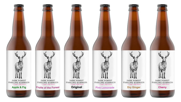 Dark Forest Sparkling Kombucha all flavours - Apple Fig, Fruits of the Forest, Original (pear and ginger), Pink Lemonade, Dry Ginger, Cherry