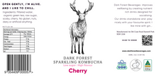 Load image into Gallery viewer, Dark Forest Cherry Kombucha label with nutrient details
