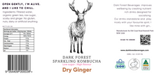 Load image into Gallery viewer, Dark Forest Sparkling Dry Ginger Kombucha label details
