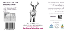 Load image into Gallery viewer, Dark Forest Sparkling Kombucha Fruits of the Forest label with nutrient details 
